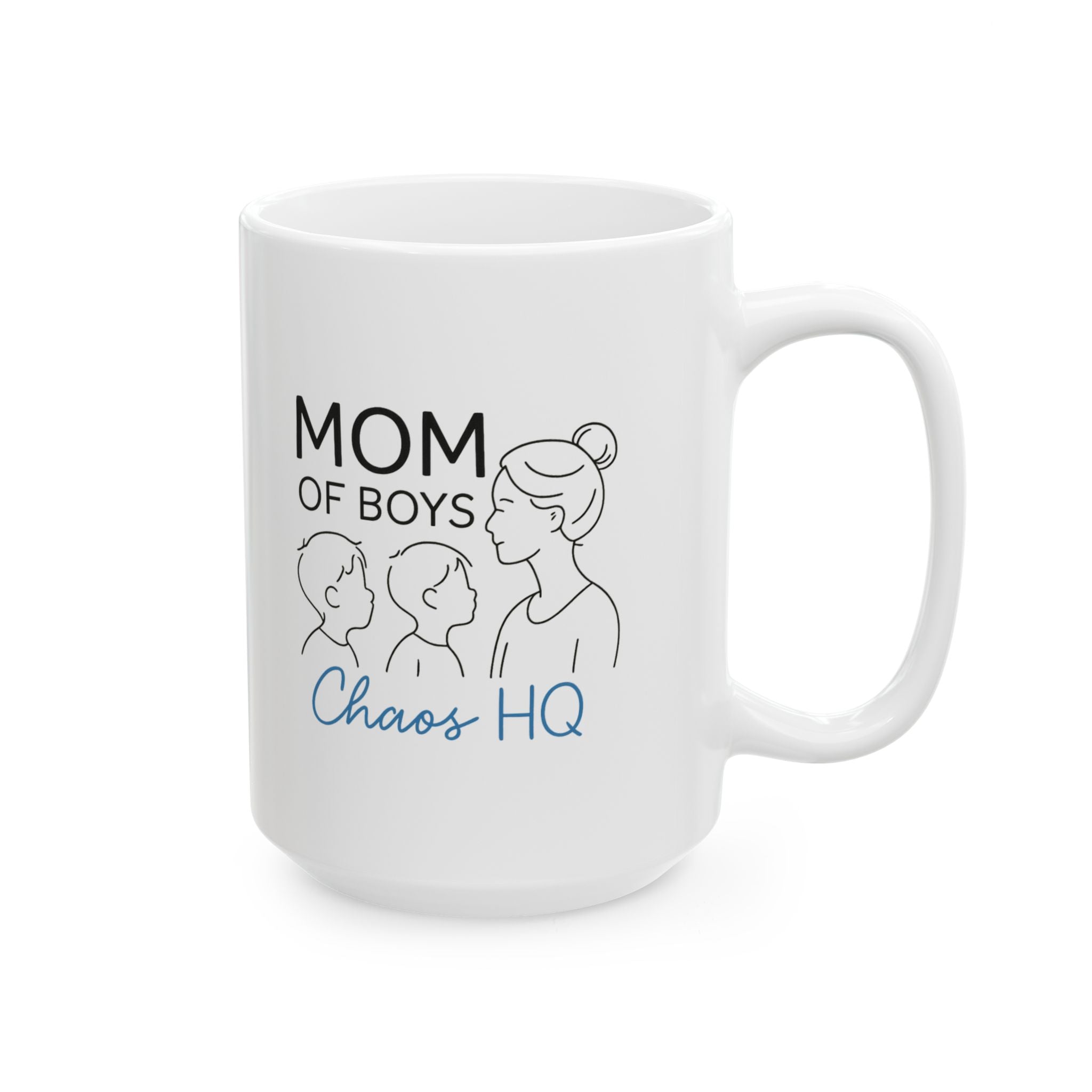 Mom Of Boys Running On Coffee And Chaos Coffee Mug | Boy Mom Humor | Ceramic Mug
