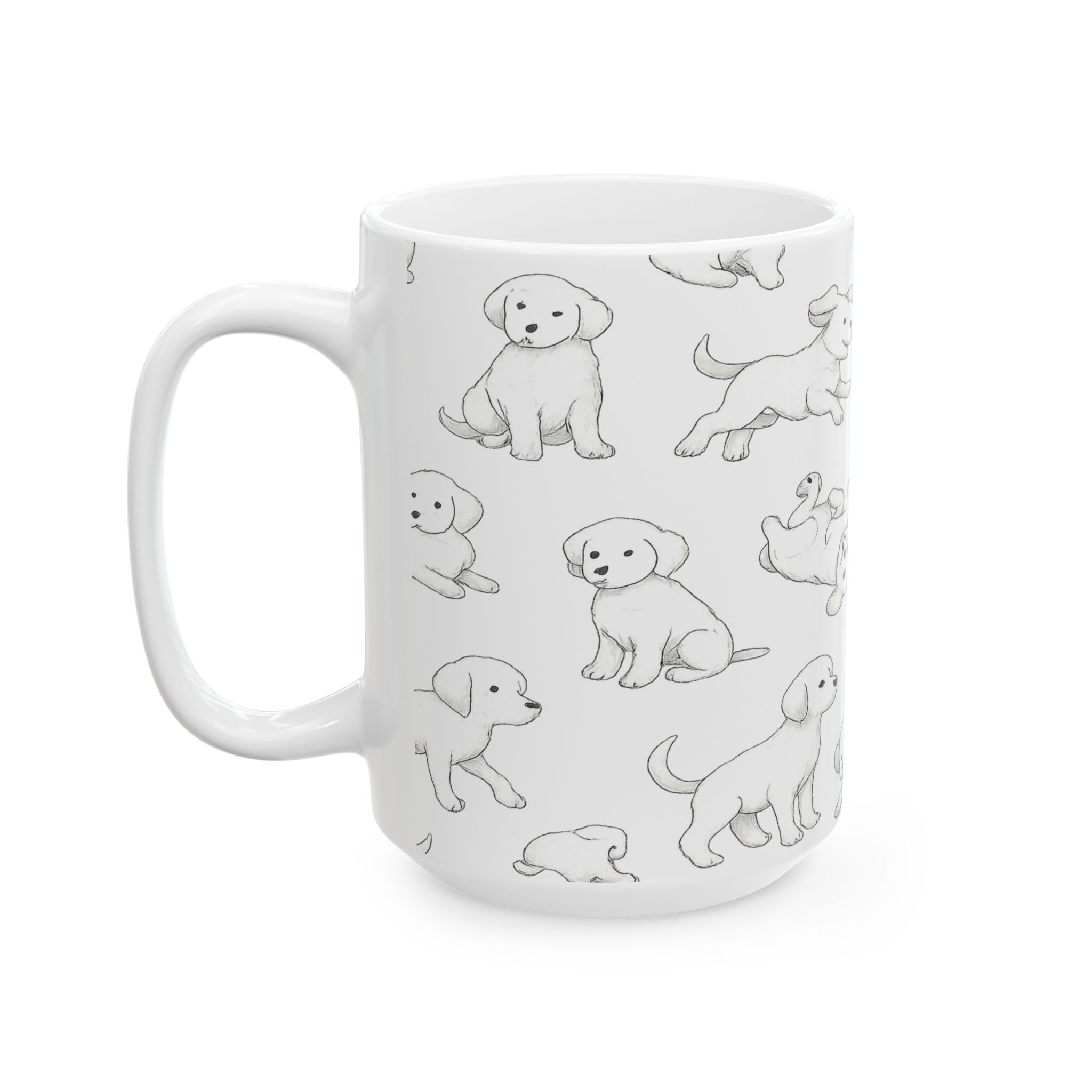 Delicate Playful Puppies Full Wrap Coffee Mug | Dogs Gift | Ceramic Mug