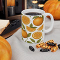 Botanical Oranges Pattern Coffee Mug | Fruit Lover Gift | Ceramic Mug