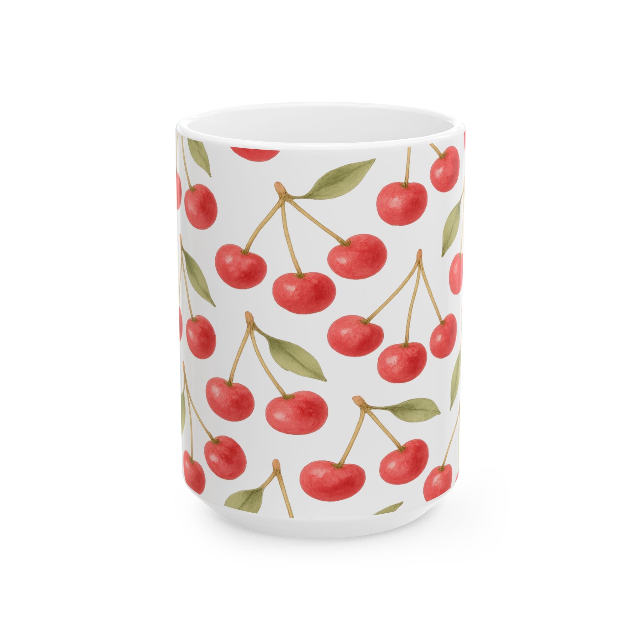 Watercolor Cherries Pattern Coffee Mug | Fruit Lover Gift | Ceramic Mug