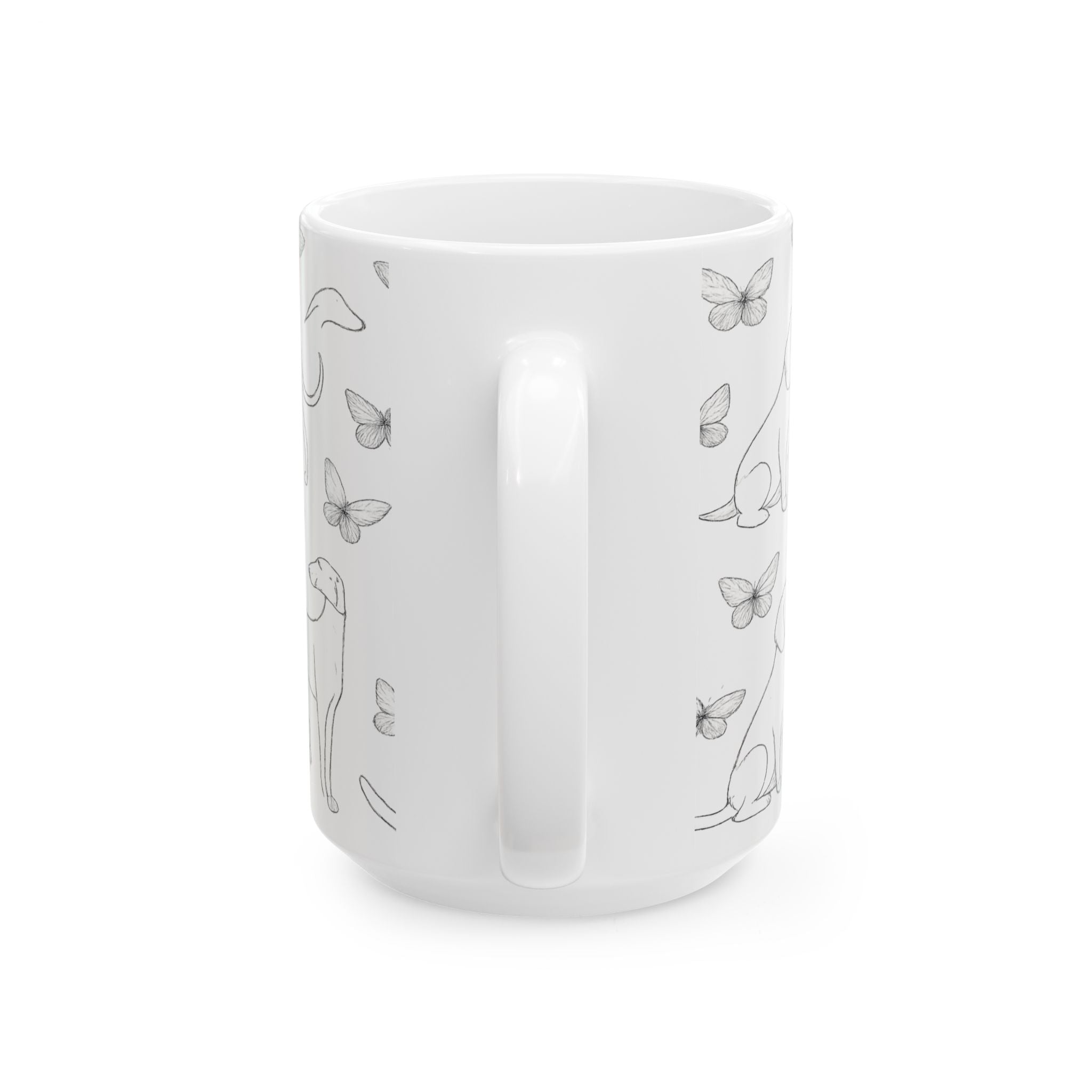 Delicate Dogs And Butterflies Full Wrap Coffee Mug | Dogs Gift | Ceramic Mug