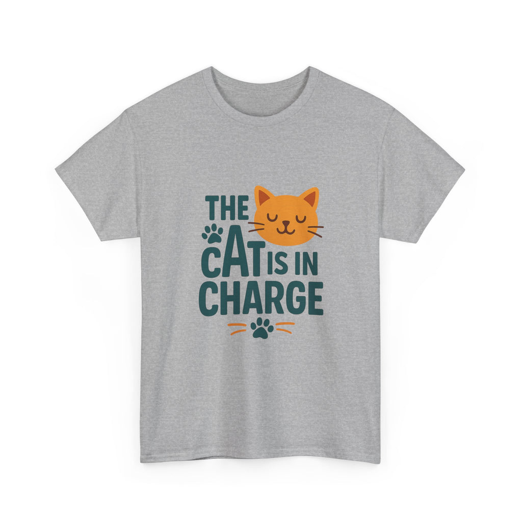 The Cat Is In Charge Here T-Shirt | Funny Cat Lover | Graphic Tee