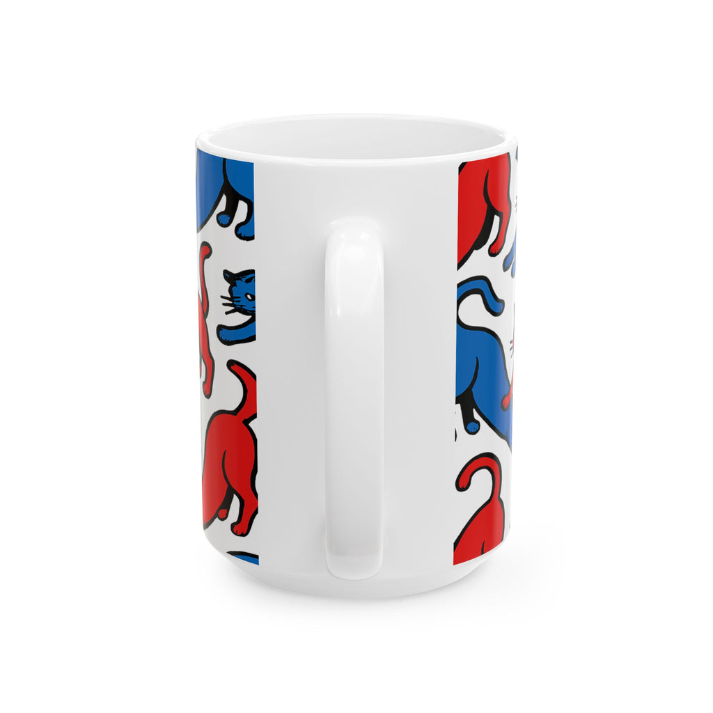 Bold Stretching Cats Full Wrap Coffee Mug | Cats Gift | Ceramic Mug
