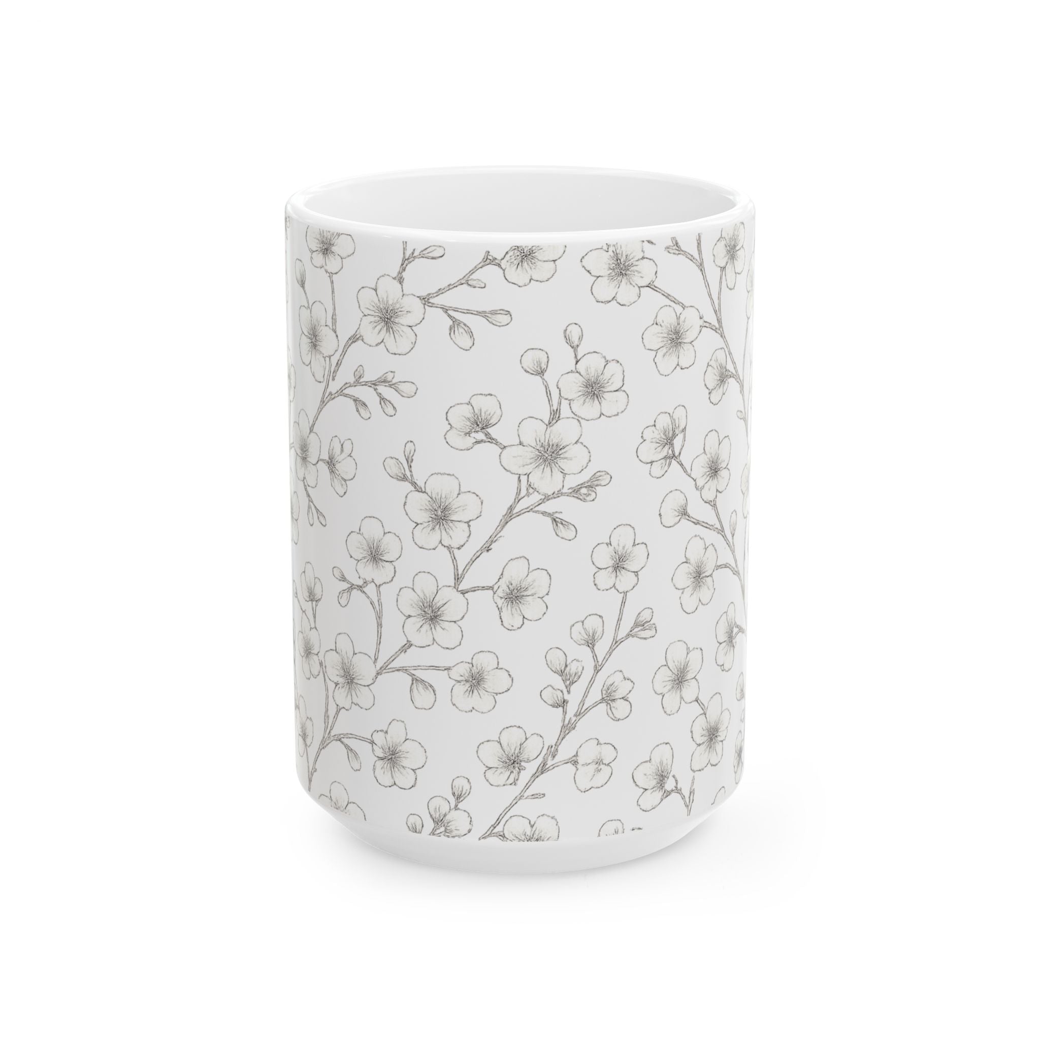 Delicate Cherry Blossom Branches Full Wrap Coffee Mug | Flowers Gift | Ceramic Mug