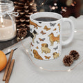 Botanical Dogs And Butterflies Full Wrap Coffee Mug | Dogs Gift | Ceramic Mug