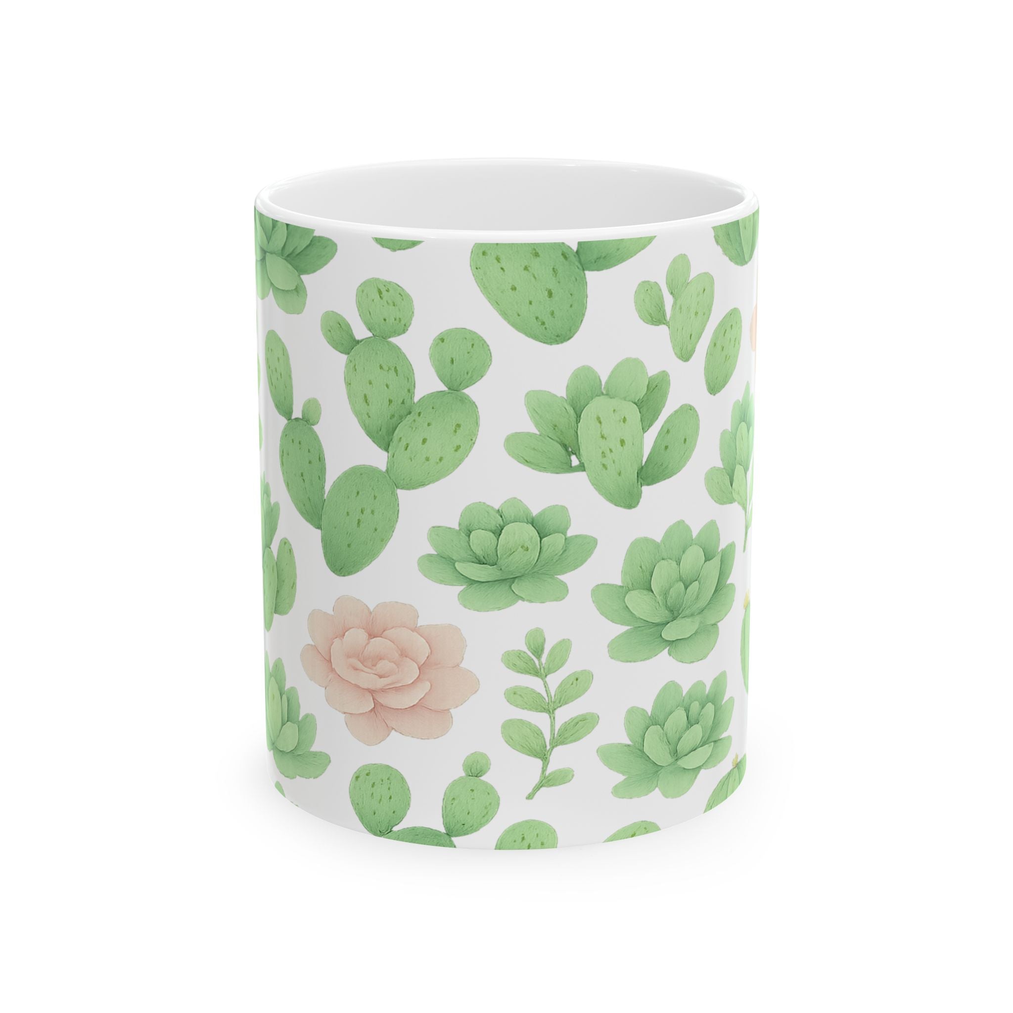 Watercolor Desert Garden Succulents Pattern Coffee Mug | Cactus Lover Gift | Ceramic Mug