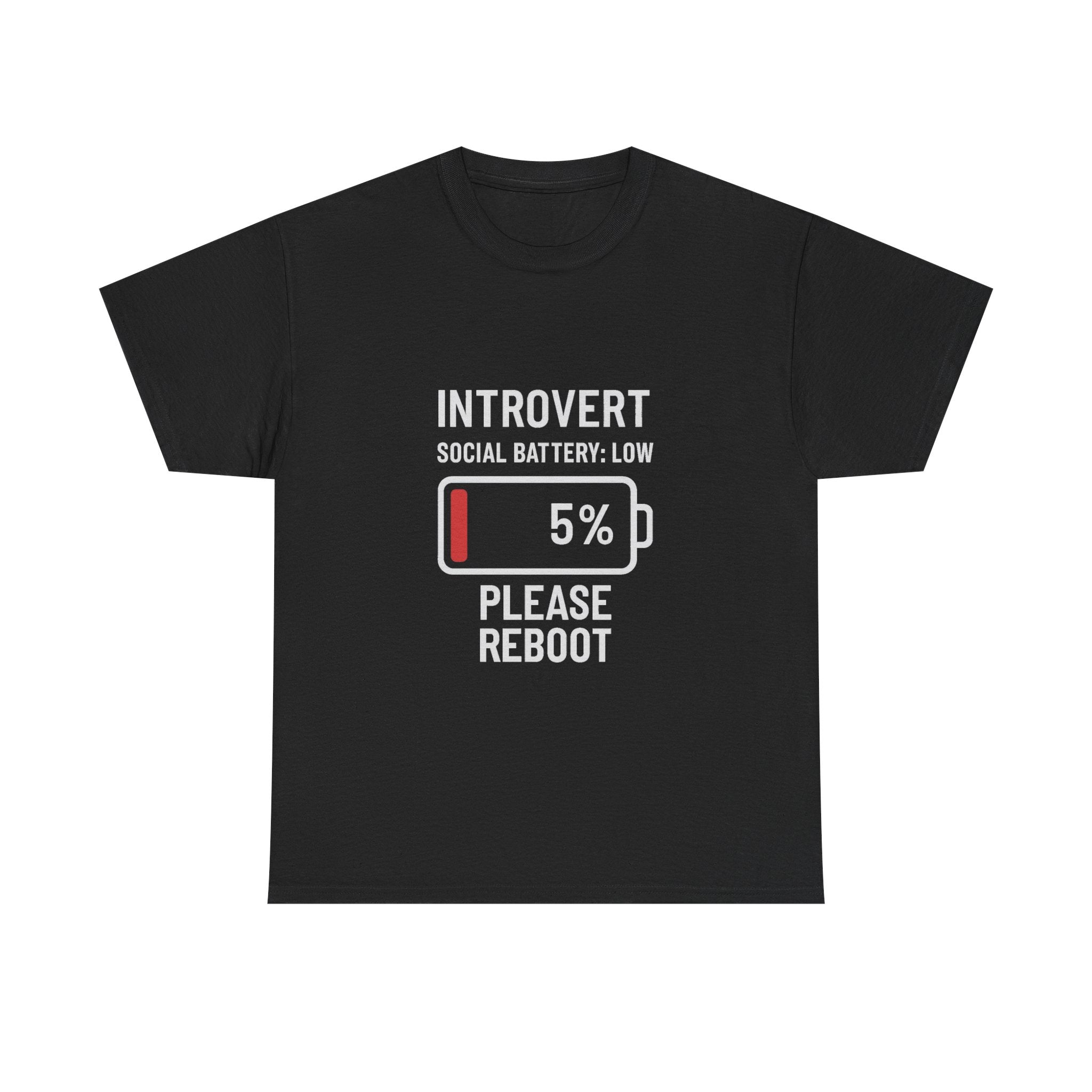 Introvert Social Battery Low Please Reboot T-Shirt | Unique Gift | Graphic Tee