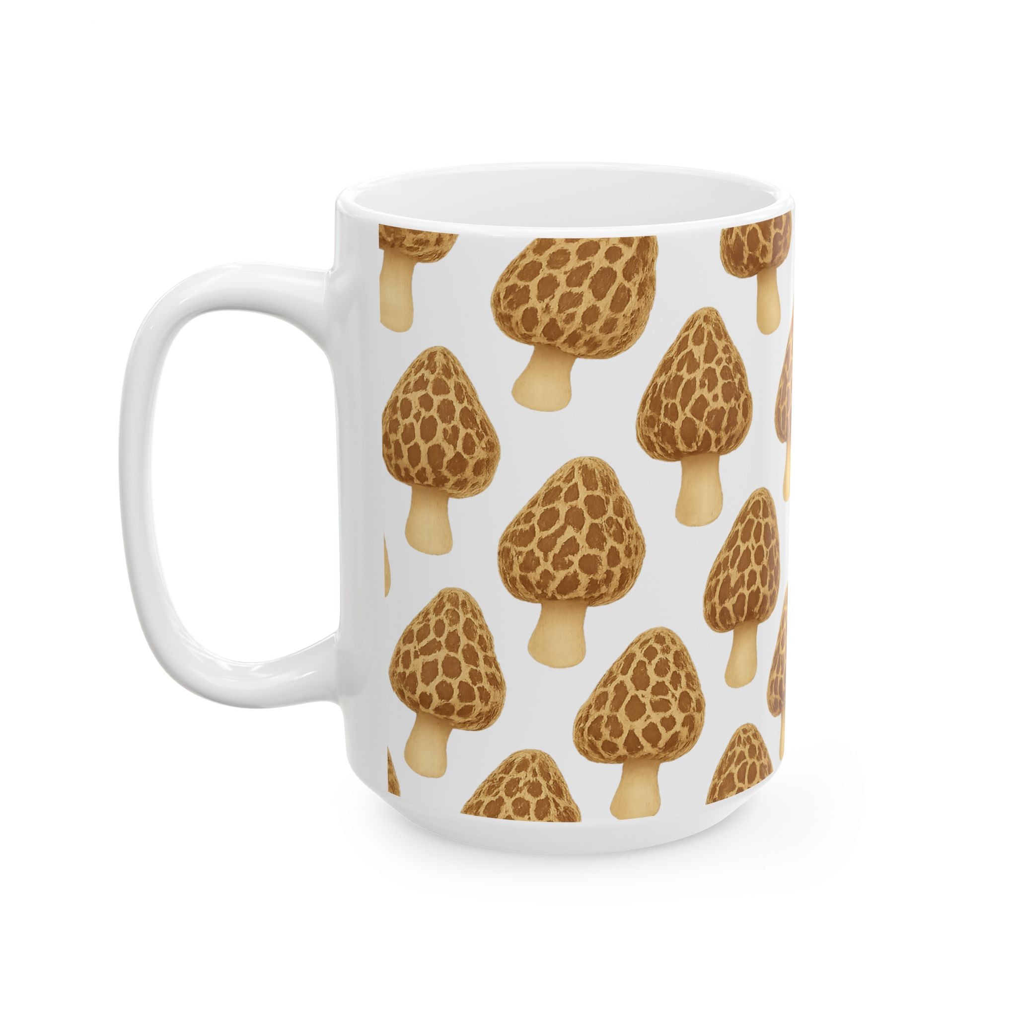 Watercolor Morel Mushrooms Full Wrap Coffee Mug | Mushrooms Gift | Ceramic Mug