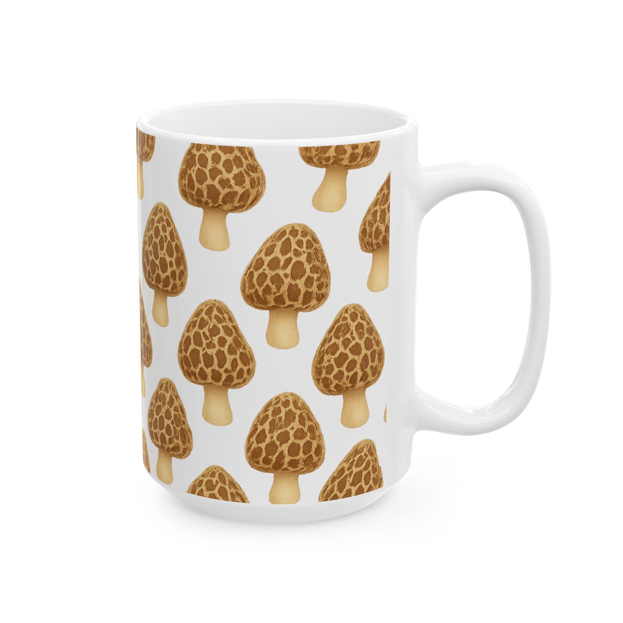 Watercolor Morel Mushrooms Full Wrap Coffee Mug | Mushrooms Gift | Ceramic Mug