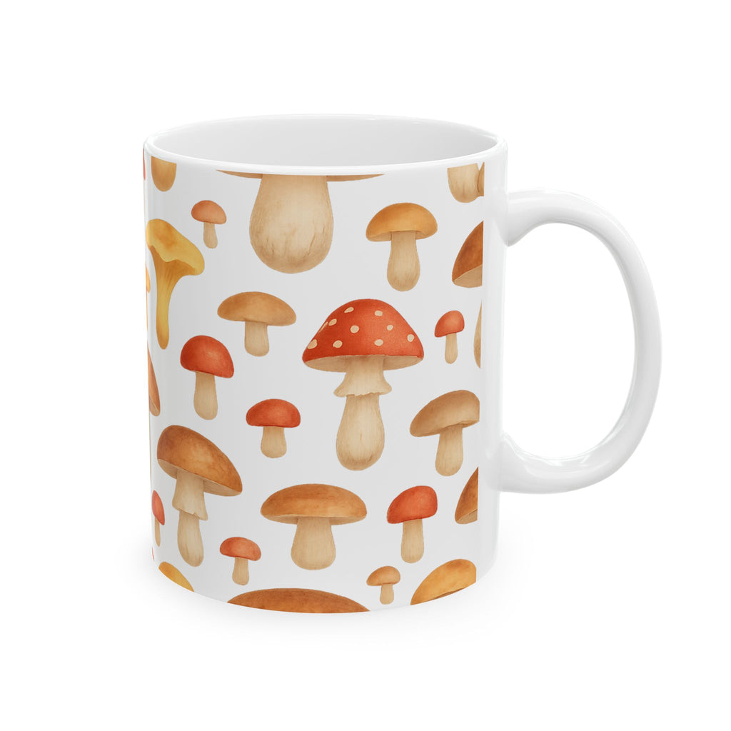 Watercolor Forest Mushrooms Full Wrap Coffee Mug | Mushrooms Gift | Ceramic Mug