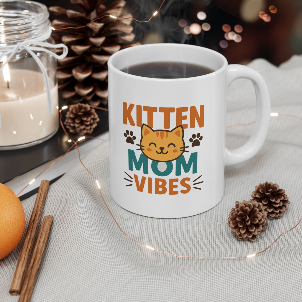 Fueled By Kitten Cuddles Coffee Mug | Cat Mom Gift | Ceramic Mug
