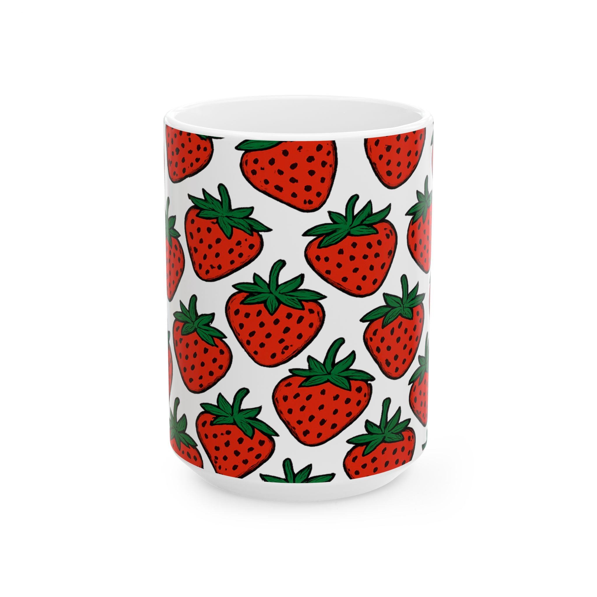 Bold Strawberries Pattern Coffee Mug | Fruit Lover Gift | Ceramic Mug