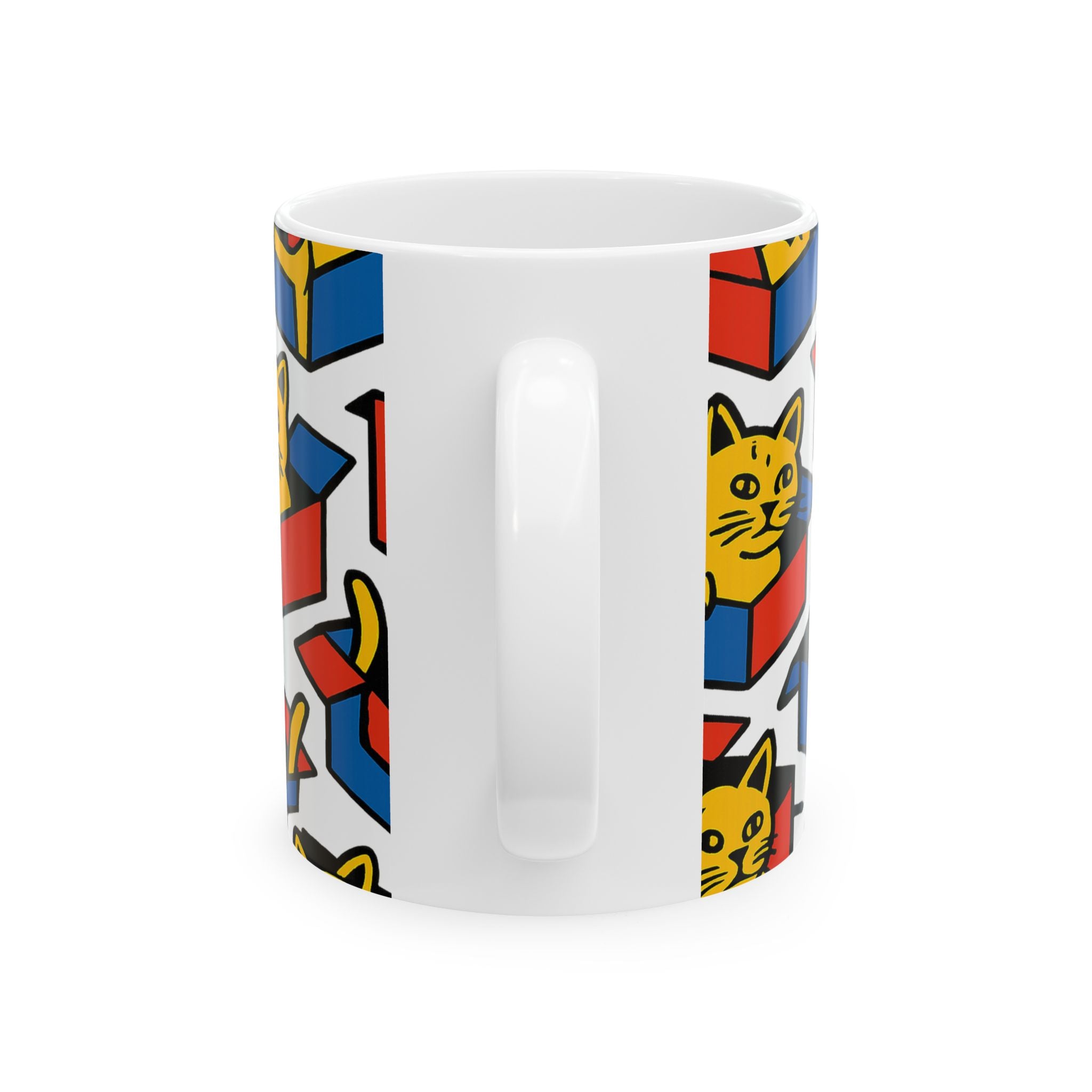 Bold Cats In Boxes Full Wrap Coffee Mug | Cats Gift | Ceramic Mug