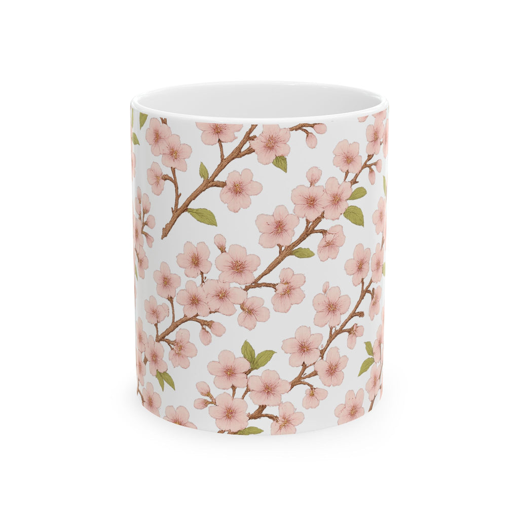 Botanical Cherry Blossom Branches Full Wrap Coffee Mug | Flowers Gift | Ceramic Mug