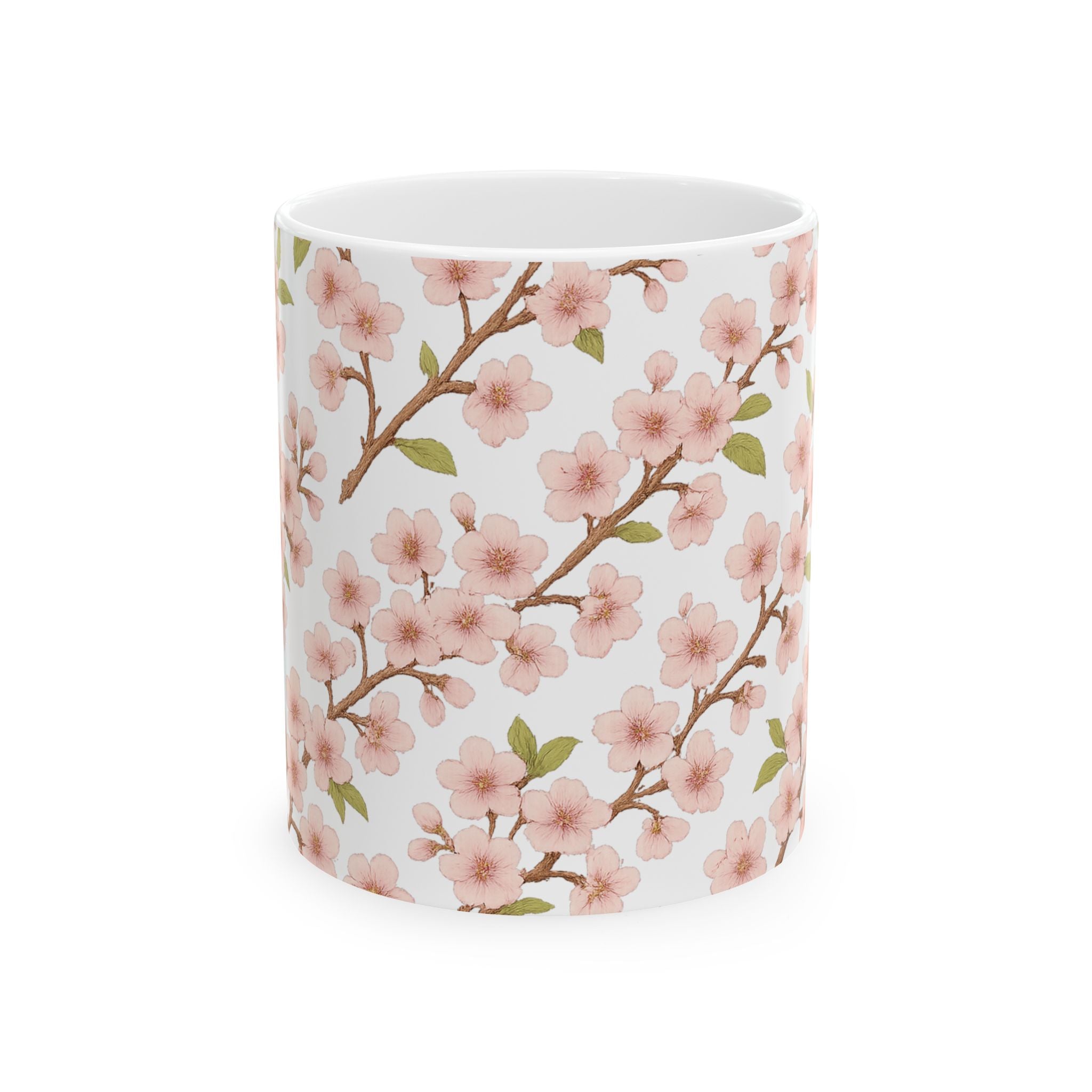 Botanical Cherry Blossom Branches Full Wrap Coffee Mug | Flowers Gift | Ceramic Mug