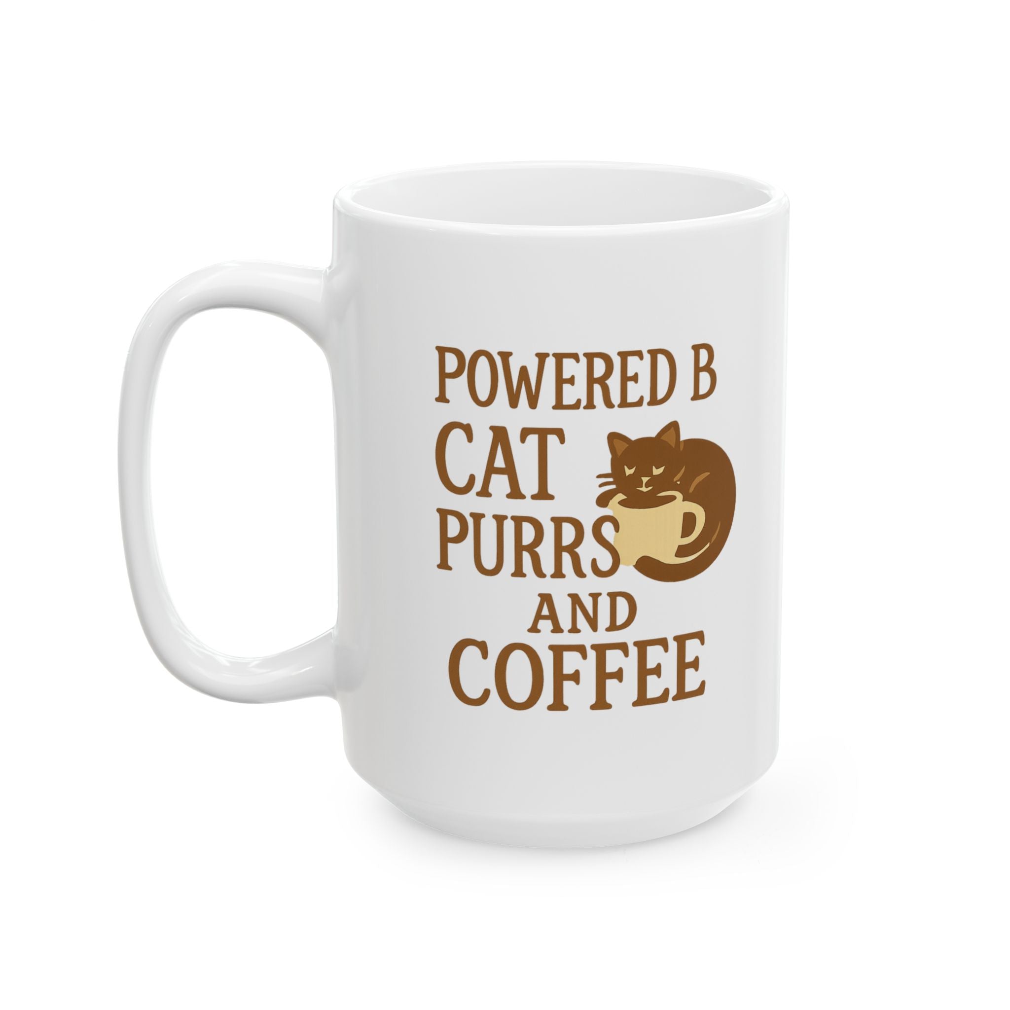 Powered By Cat Purrs And Coffee Coffee Mug | Cat Lover Gift | Ceramic Mug