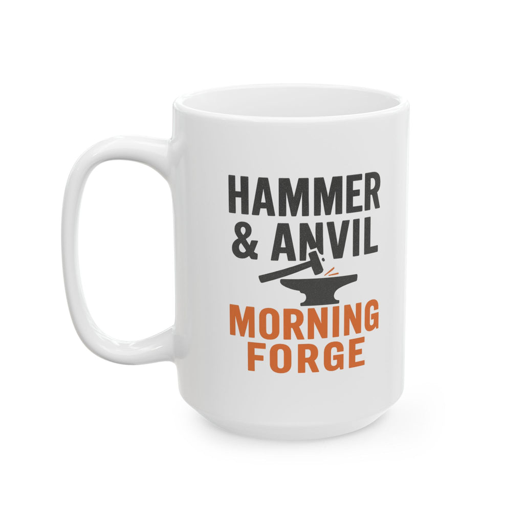 Metal Worker Hammer And Anvil Morning Forge Coffee Mug | Unique Gift | Ceramic Mug