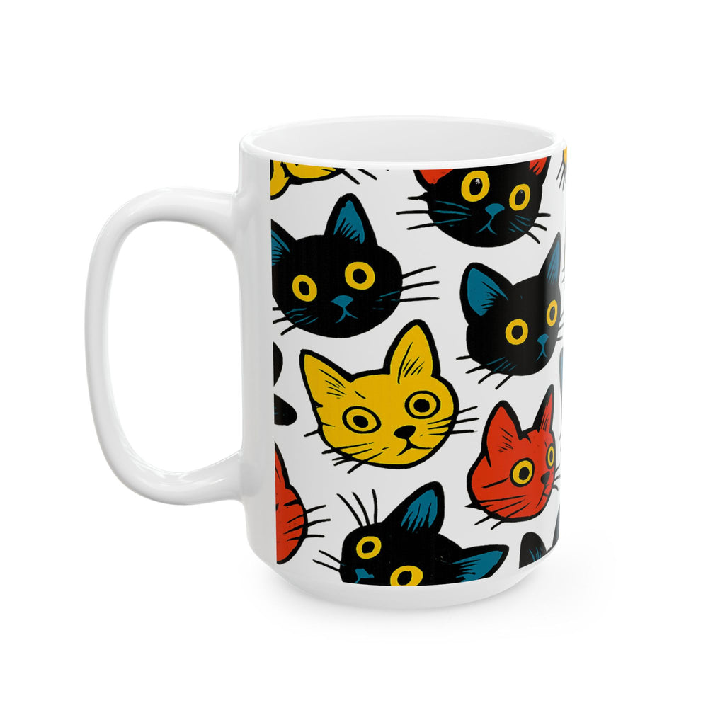 Bold Curious Cats Full Wrap Coffee Mug | Cats Gift | Ceramic Mug