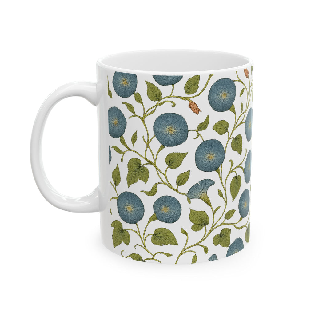 Vintage Morning Glory Vine Full Wrap Coffee Mug | Flowers Gift | Ceramic Mug