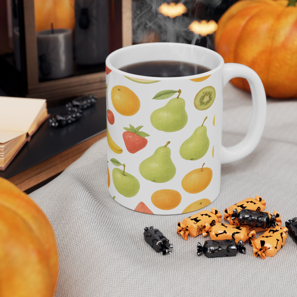 Watercolor Mixed Fruit Full Wrap Coffee Mug | Fruit Gift | Ceramic Mug