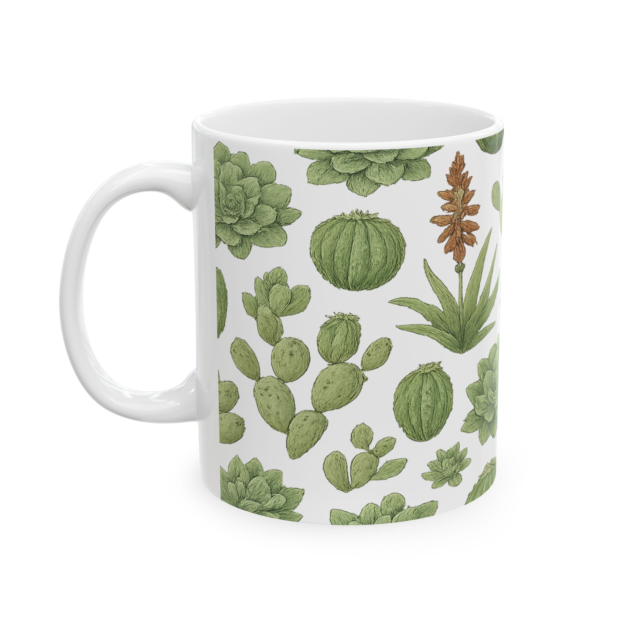 Botanical Desert Garden Succulents Pattern Coffee Mug | Cactus Lover Gift | Ceramic Mug