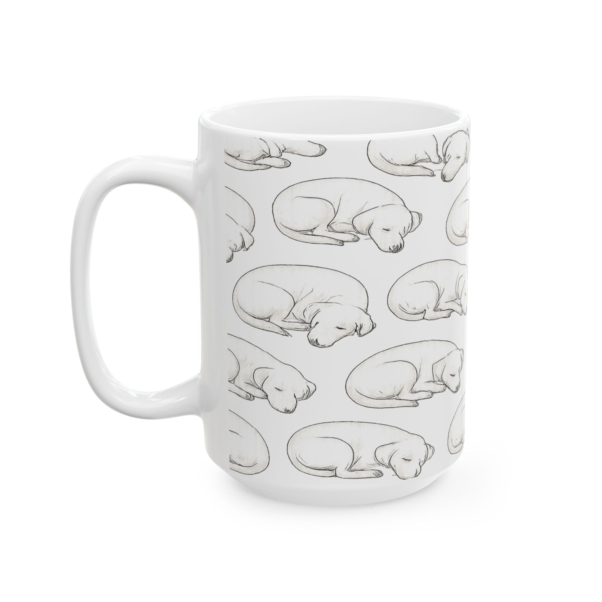 Delicate Sleeping Dogs Full Wrap Coffee Mug | Dogs Gift | Ceramic Mug