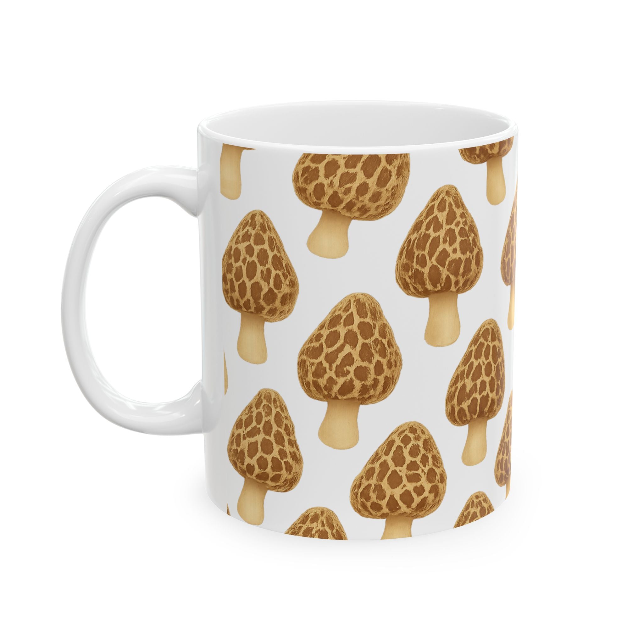 Watercolor Morel Mushrooms Full Wrap Coffee Mug | Mushrooms Gift | Ceramic Mug
