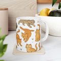 Botanical Playful Cats Full Wrap Coffee Mug | Cats Gift | Ceramic Mug