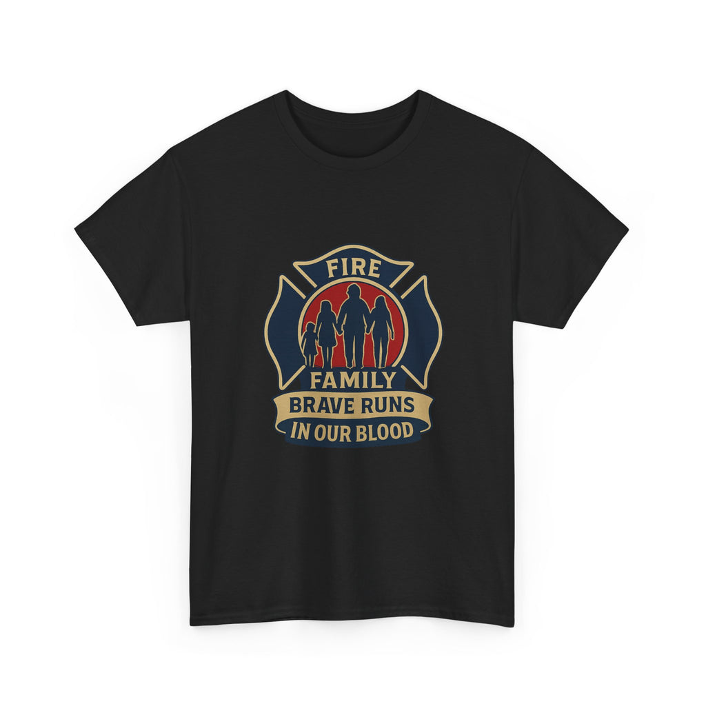 Firefighter Family Brave Runs In Our Blood T-Shirt | Unique Gift | Graphic Tee