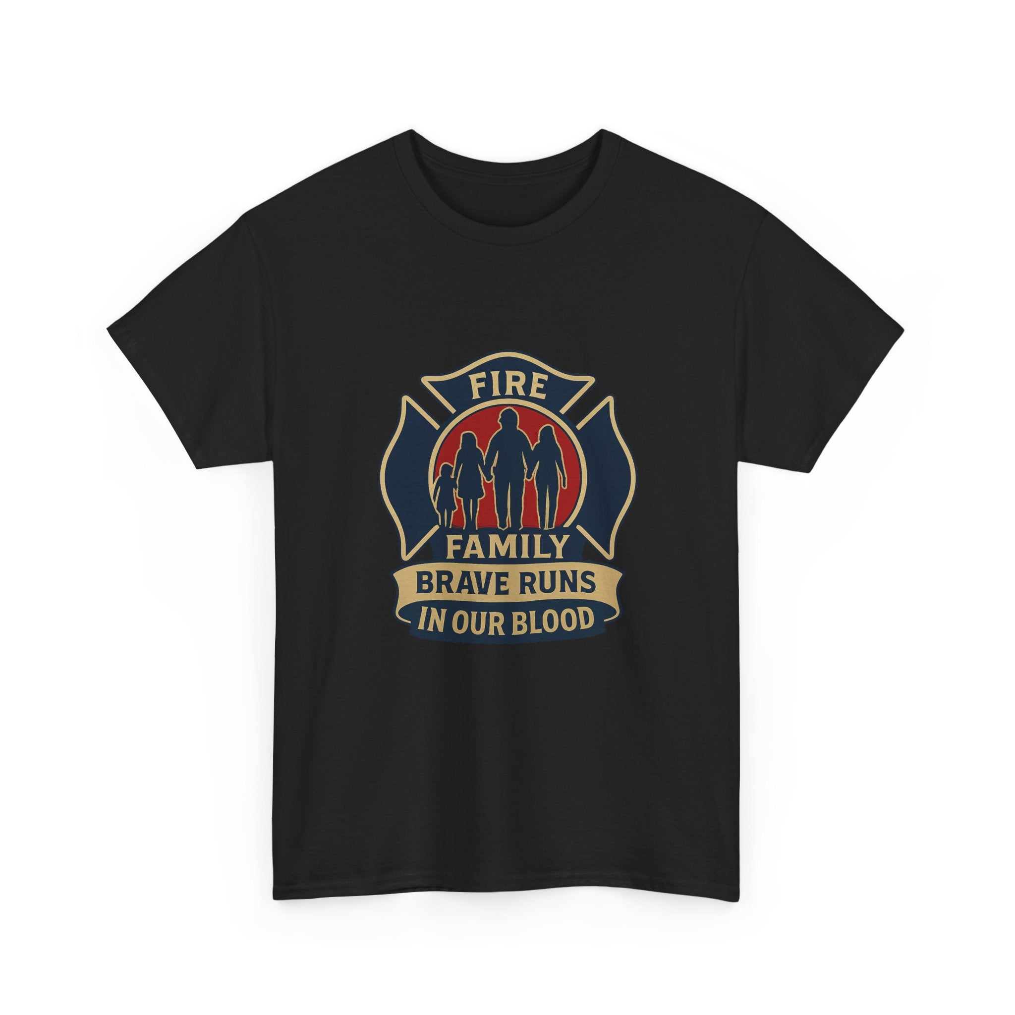 Firefighter Family Brave Runs In Our Blood T-Shirt | Unique Gift | Graphic Tee