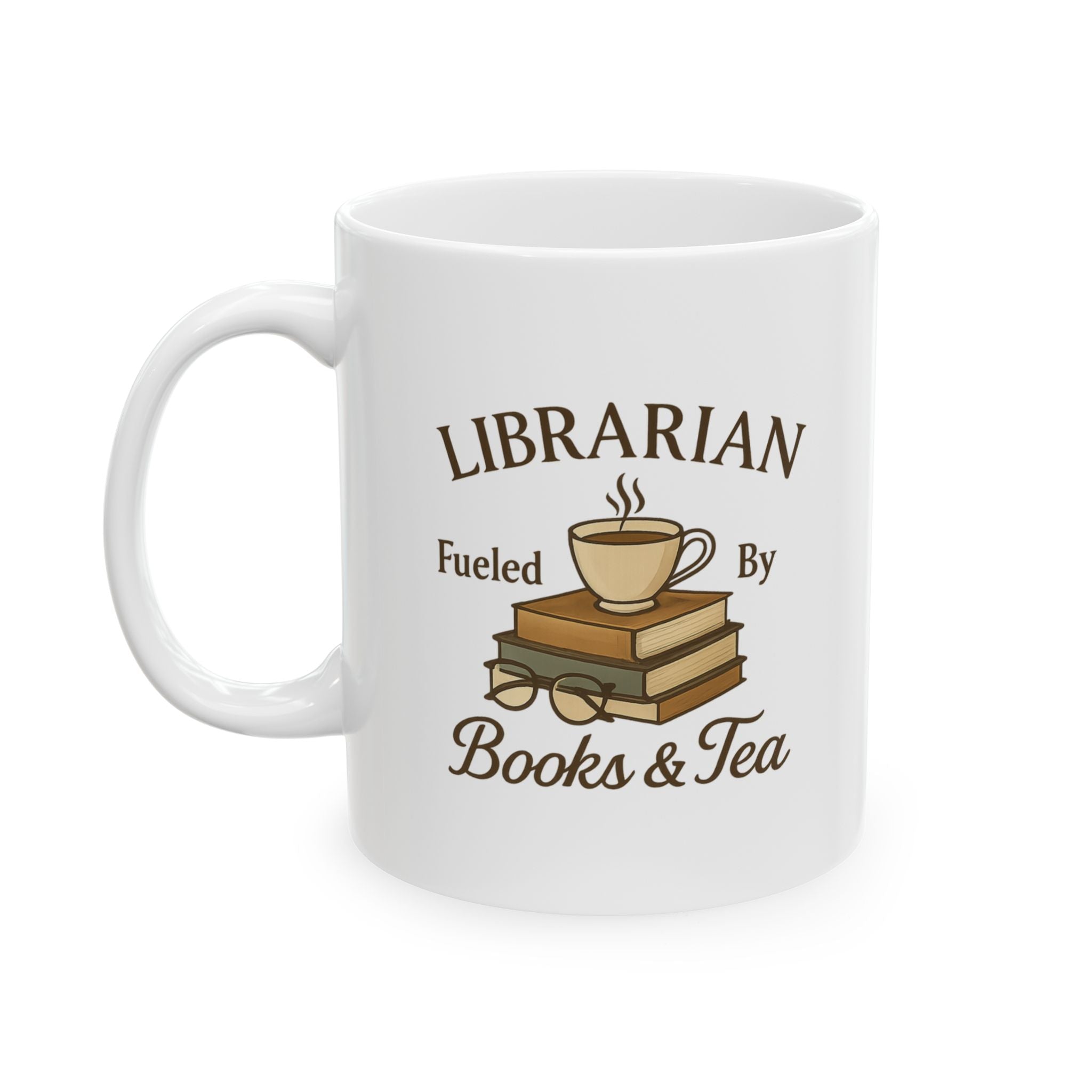 Librarian Fueled By Books And Tea Coffee Mug | Unique Gift | Ceramic Mug