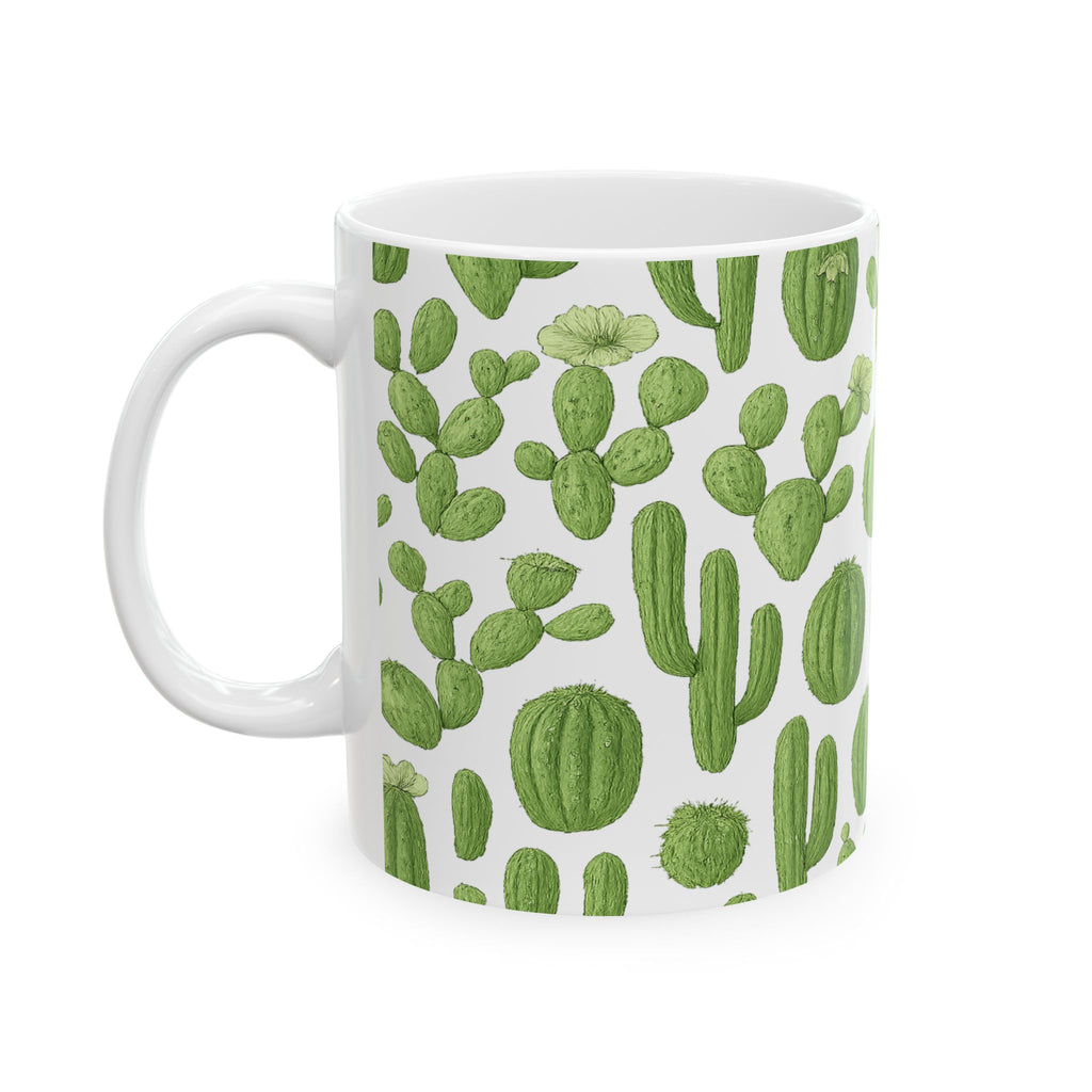Botanical Mixed Cactus Collection Full Wrap Coffee Mug | Cactus Gift | Ceramic Mug