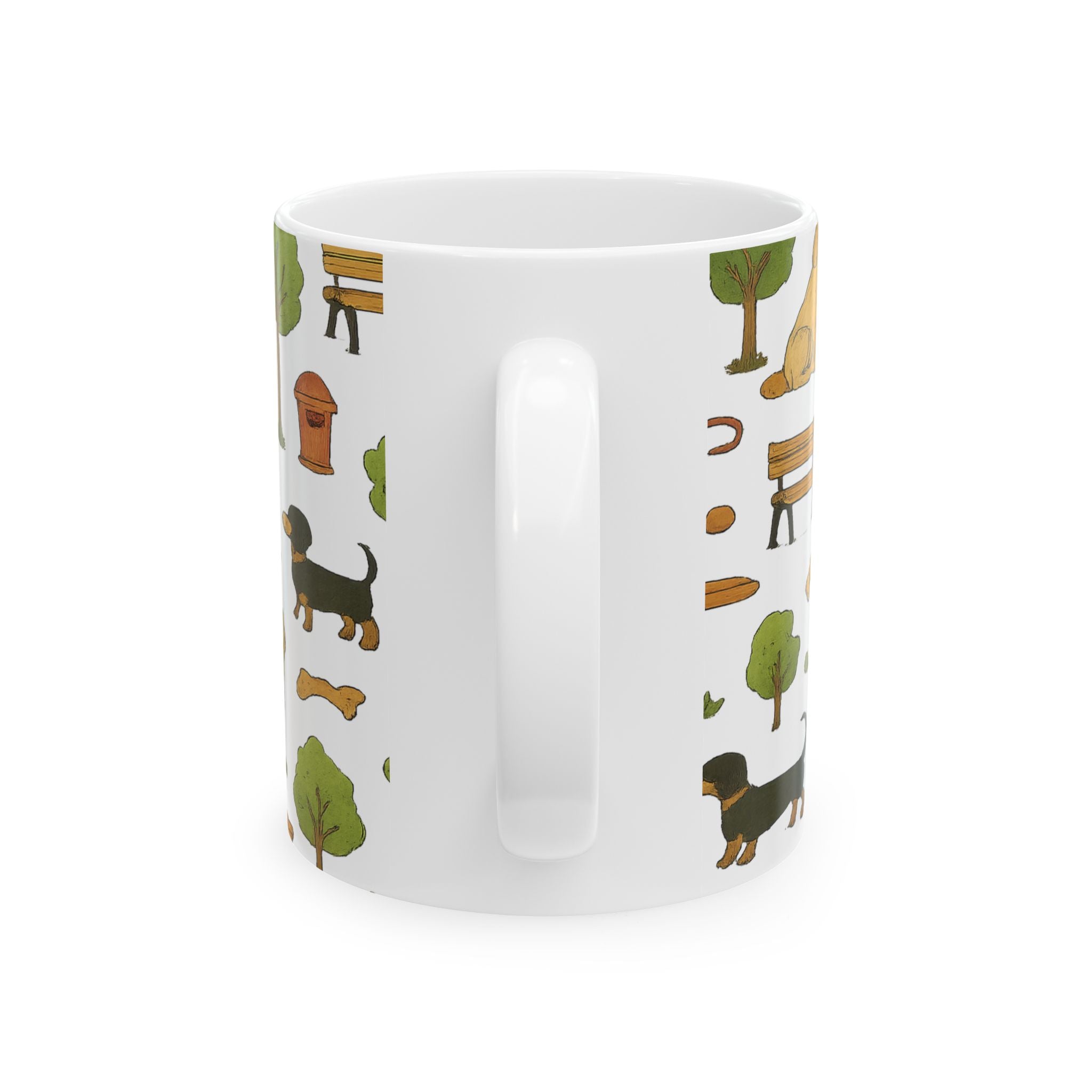 Botanical Dogs At Park Full Wrap Coffee Mug | Dogs Gift | Ceramic Mug
