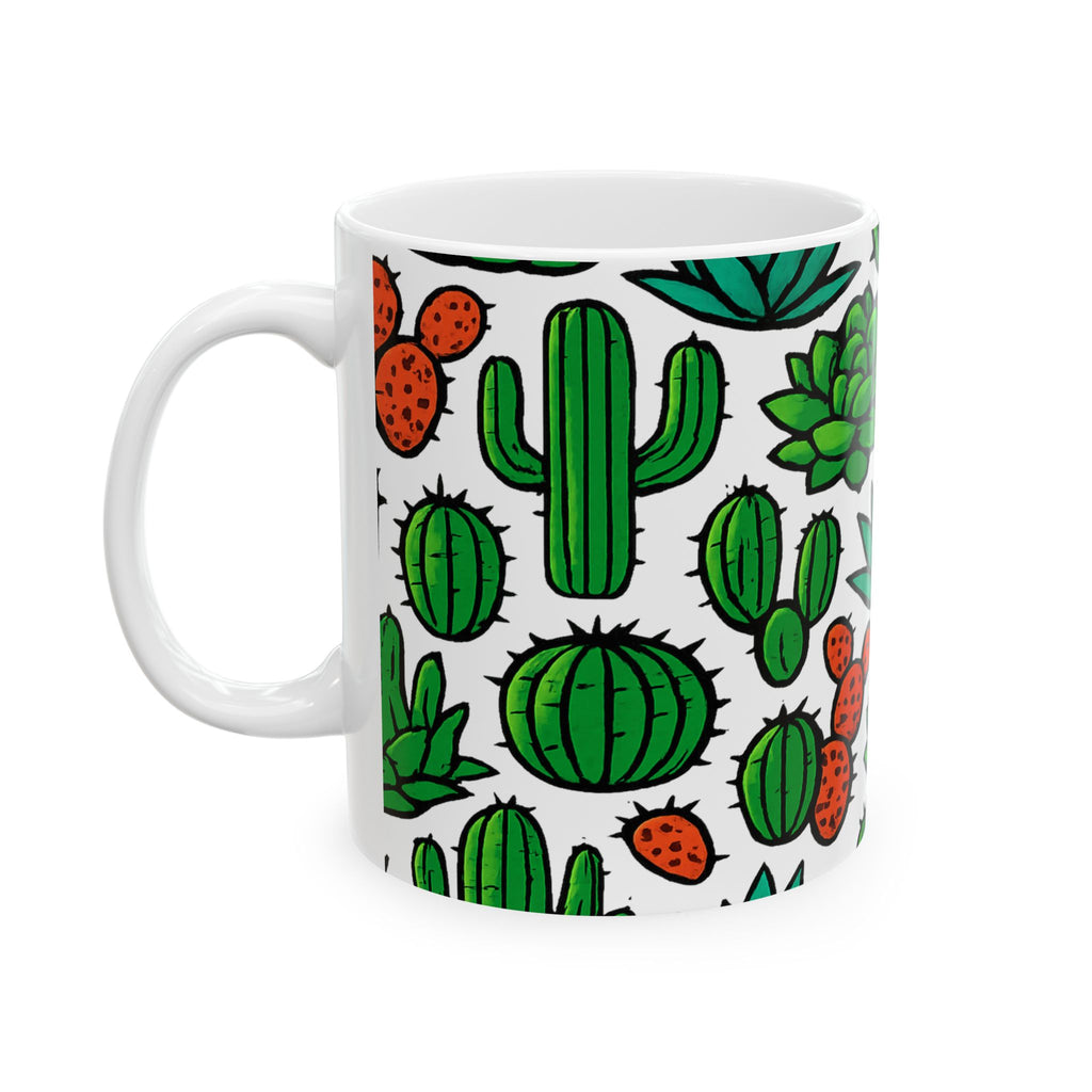 Bold Desert Garden Succulents Full Wrap Coffee Mug | Cactus Gift | Ceramic Mug