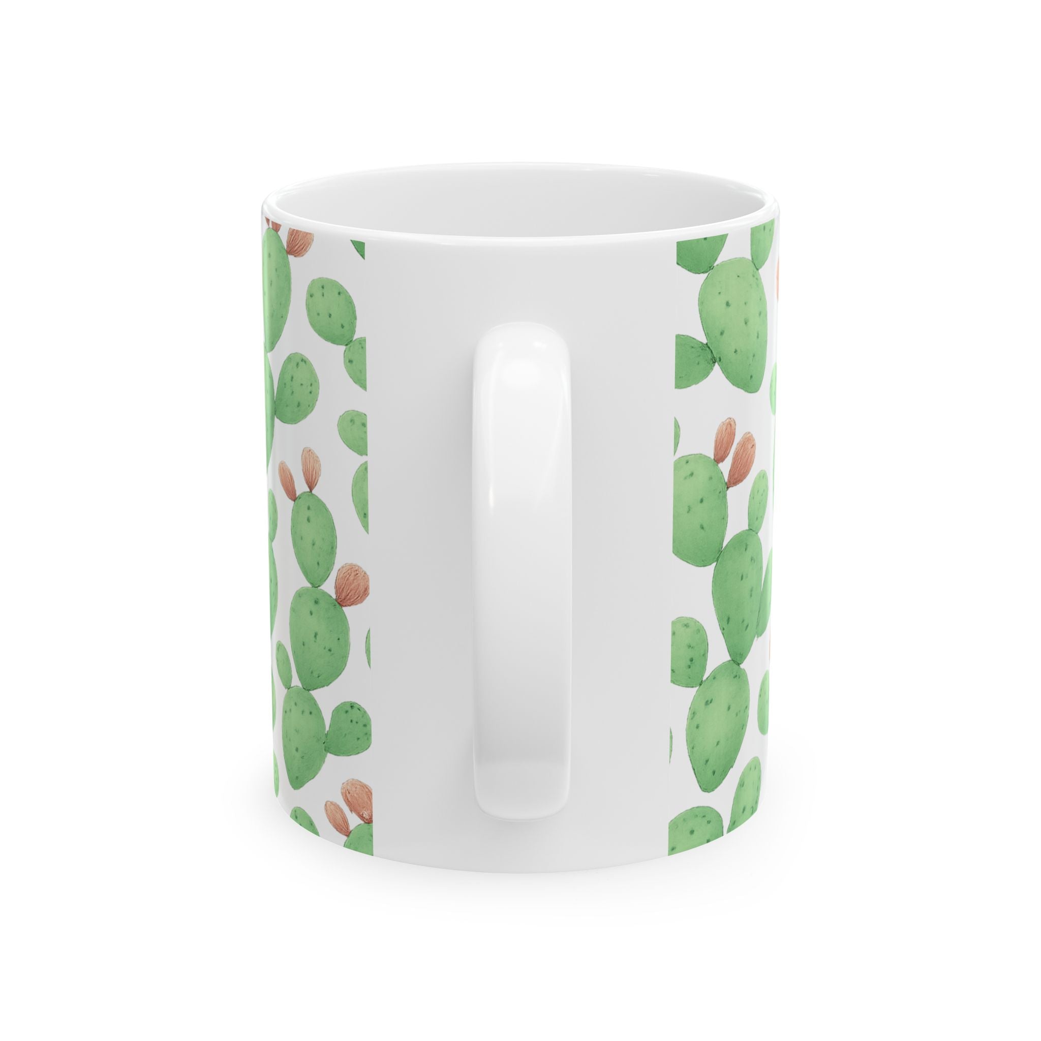 Watercolor Prickly Pear Cactus Pattern Coffee Mug | Cactus Lover Gift | Ceramic Mug