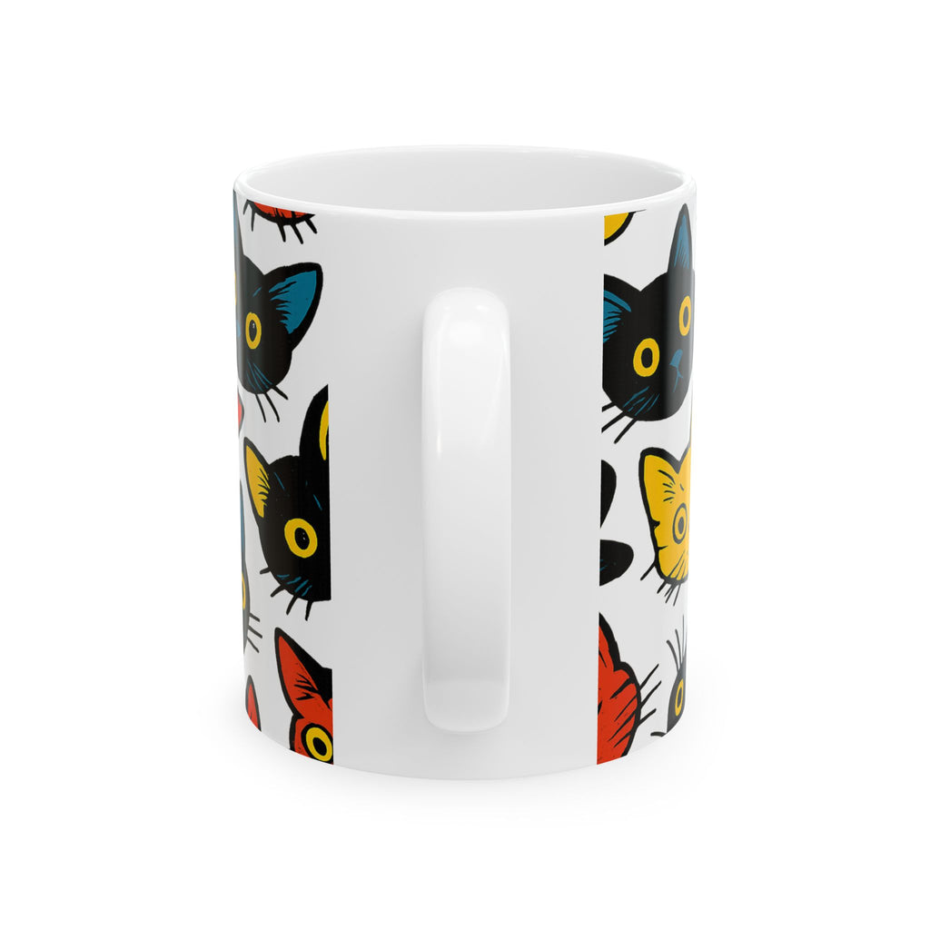 Bold Curious Cats Full Wrap Coffee Mug | Cats Gift | Ceramic Mug