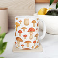 Watercolor Forest Mushrooms Full Wrap Coffee Mug | Mushrooms Gift | Ceramic Mug
