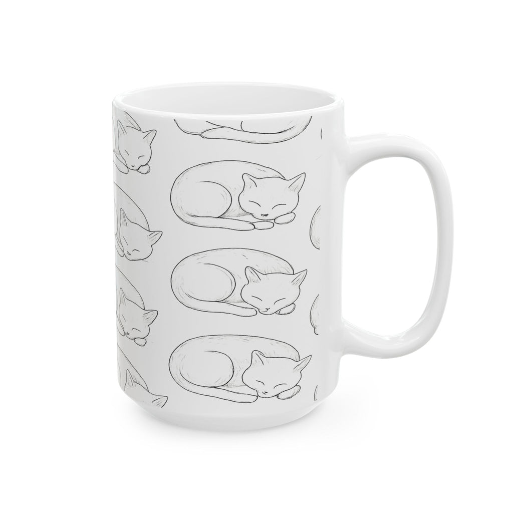 Delicate Sleeping Cats Full Wrap Coffee Mug | Cats Gift | Ceramic Mug