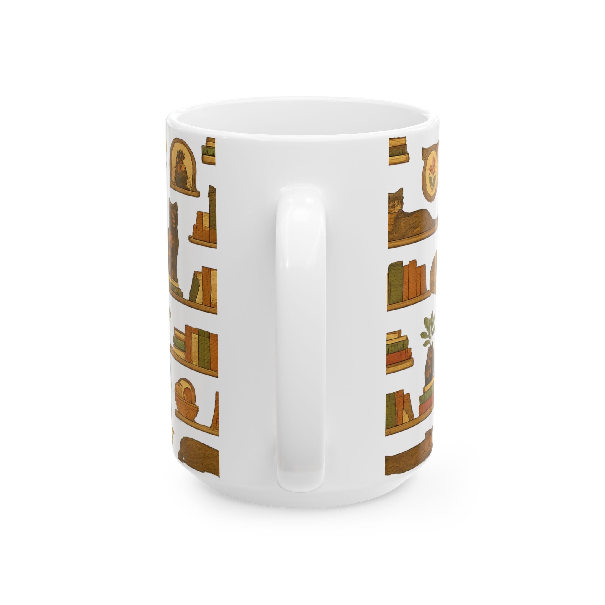Vintage Cats On Shelves Full Wrap Coffee Mug | Cats Gift | Ceramic Mug