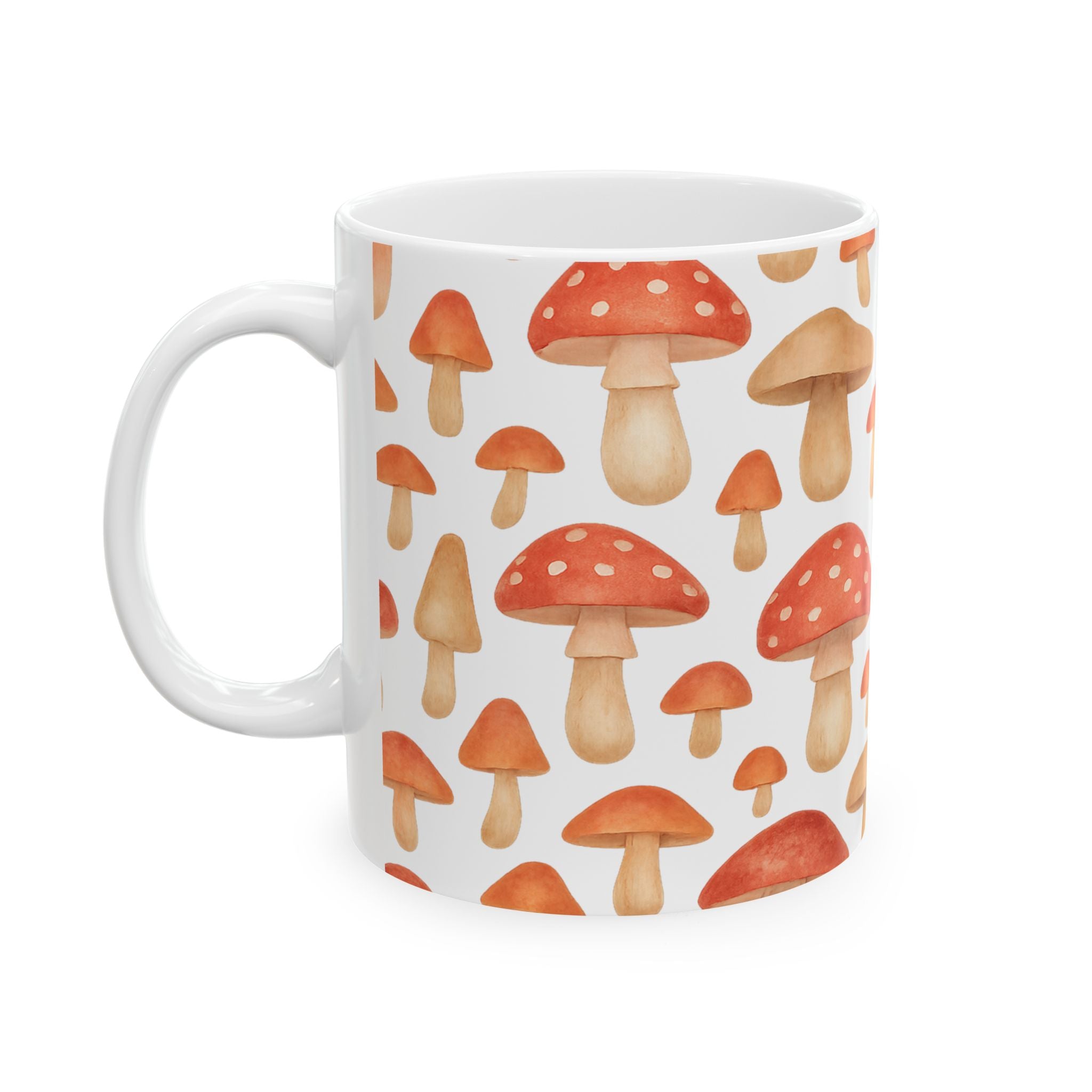 Watercolor Fairy Tale Mushrooms Full Wrap Coffee Mug | Mushrooms Gift | Ceramic Mug