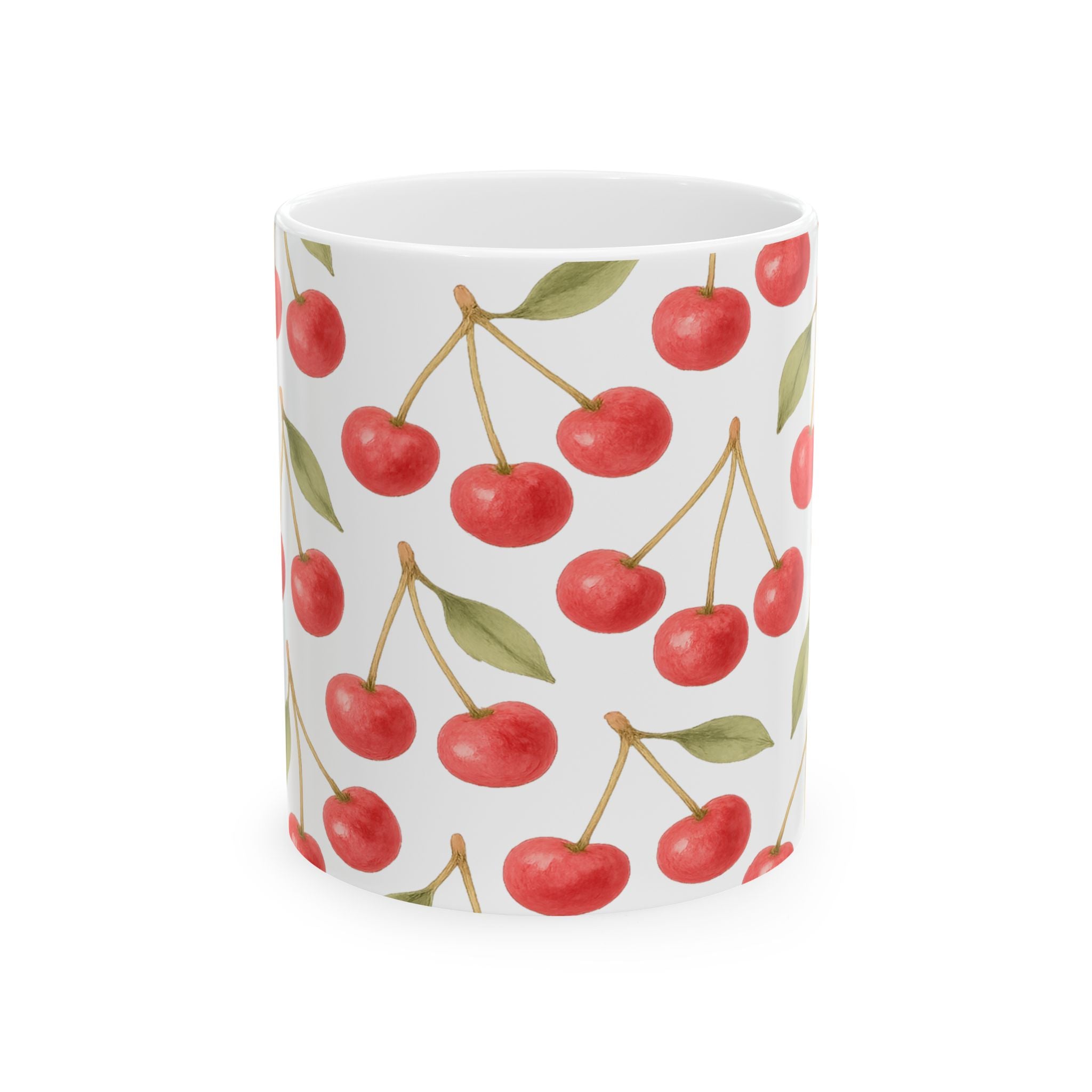 Watercolor Cherries Pattern Coffee Mug | Fruit Lover Gift | Ceramic Mug