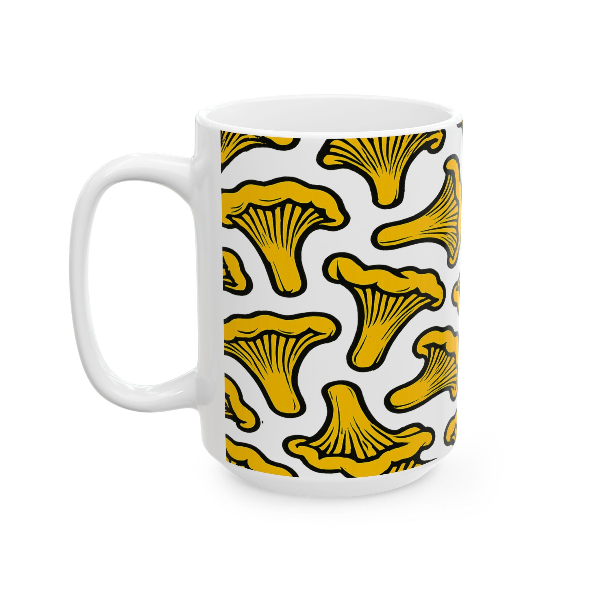 Bold Chanterelle Mushrooms Full Wrap Coffee Mug | Mushrooms Gift | Ceramic Mug