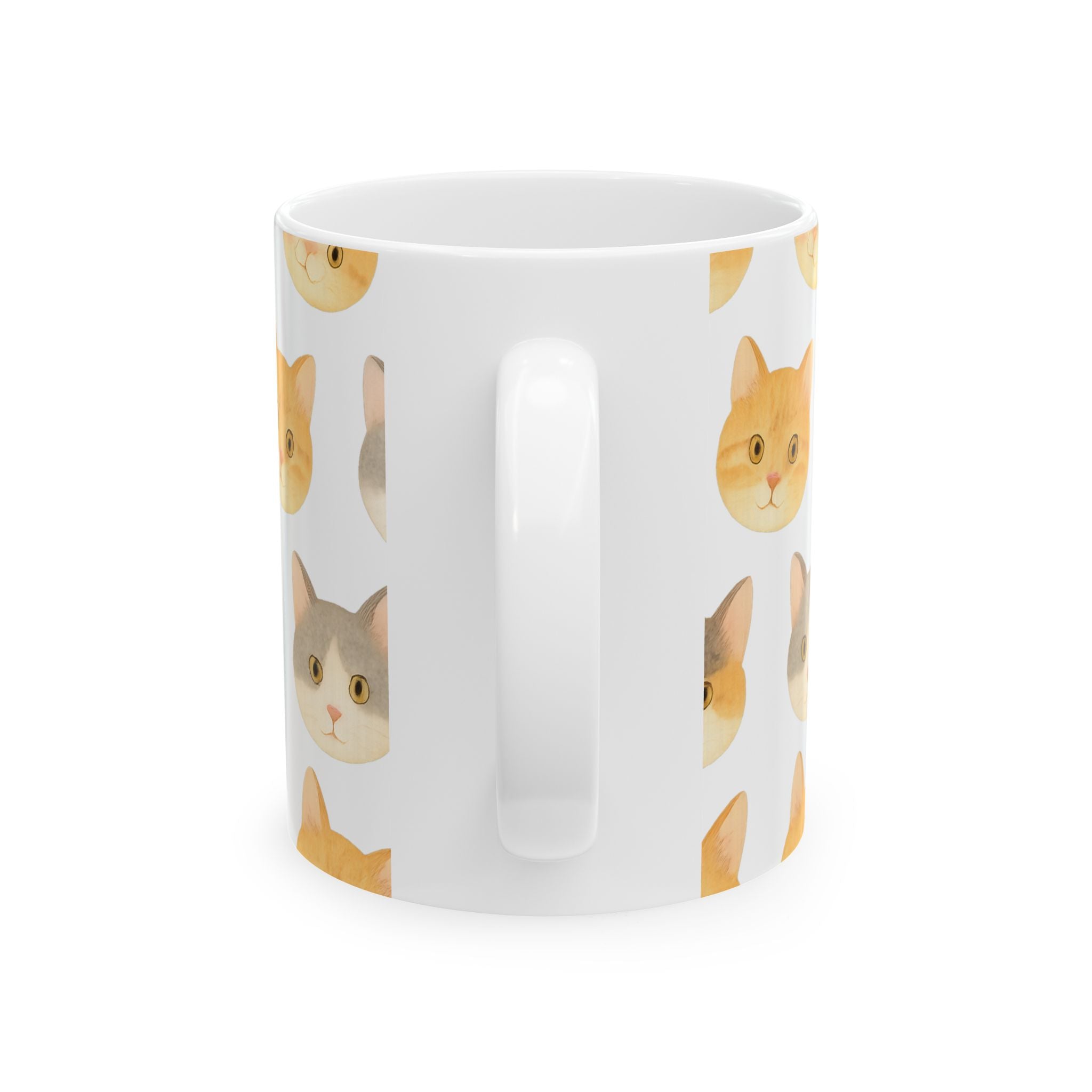 Watercolor Cat Faces Full Wrap Coffee Mug | Cats Gift | Ceramic Mug