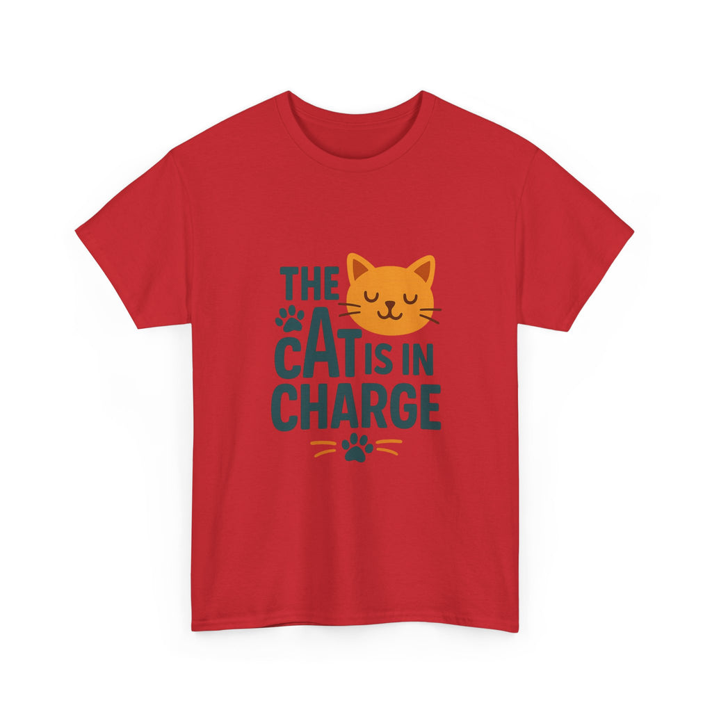 The Cat Is In Charge Here T-Shirt | Funny Cat Lover | Graphic Tee