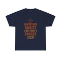 Adventure Awaits But First Snacks T-Shirt | Unique Gift | Graphic Tee