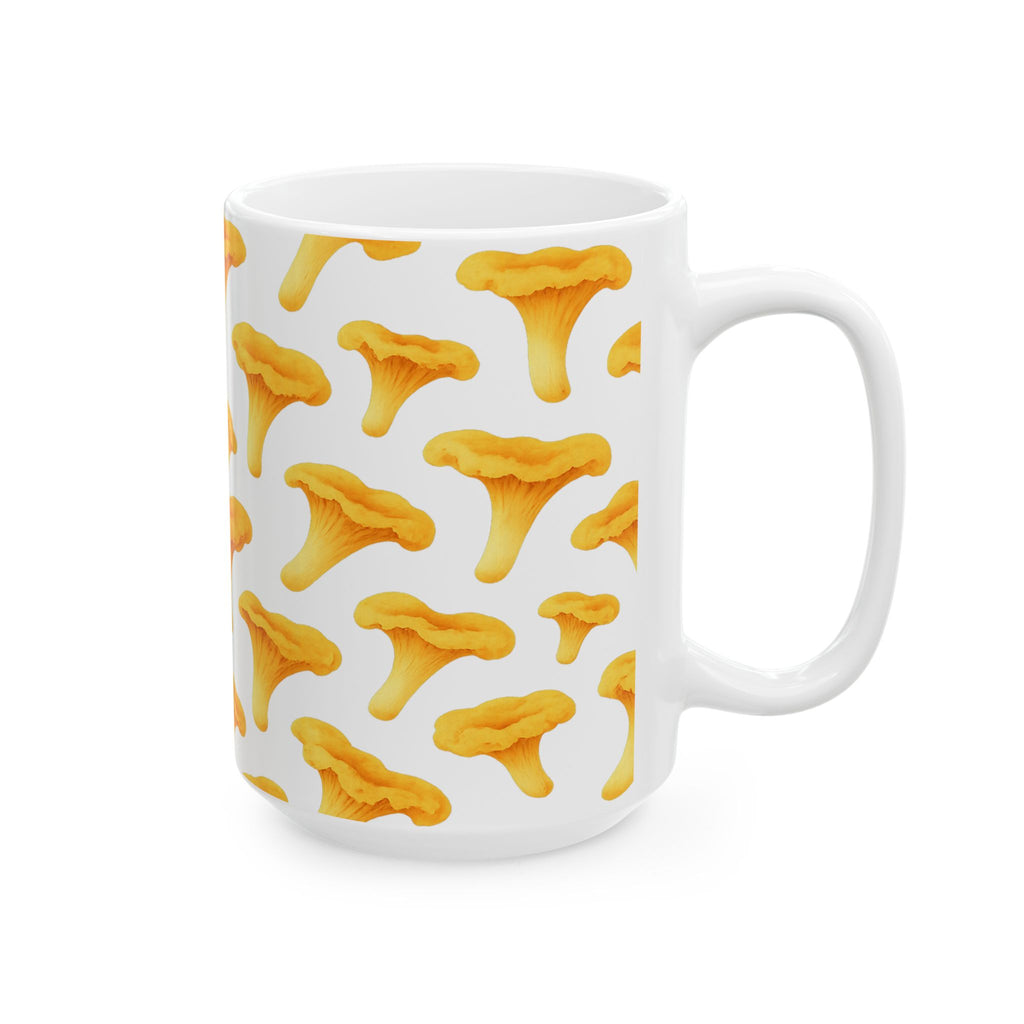 Watercolor Chanterelle Mushrooms Full Wrap Coffee Mug | Mushrooms Gift | Ceramic Mug