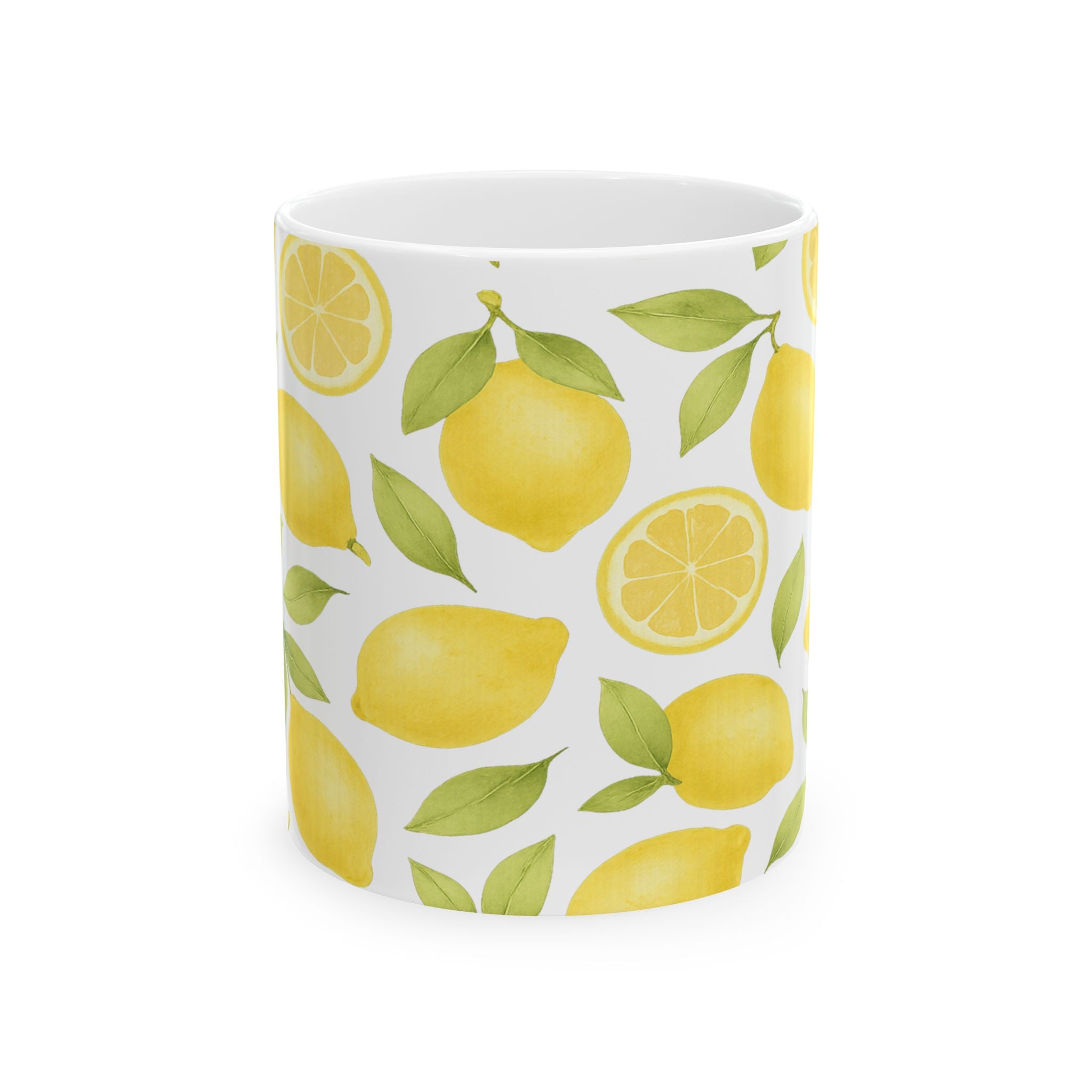 Watercolor Lemons Pattern Coffee Mug | Fruit Lover Gift | Ceramic Mug