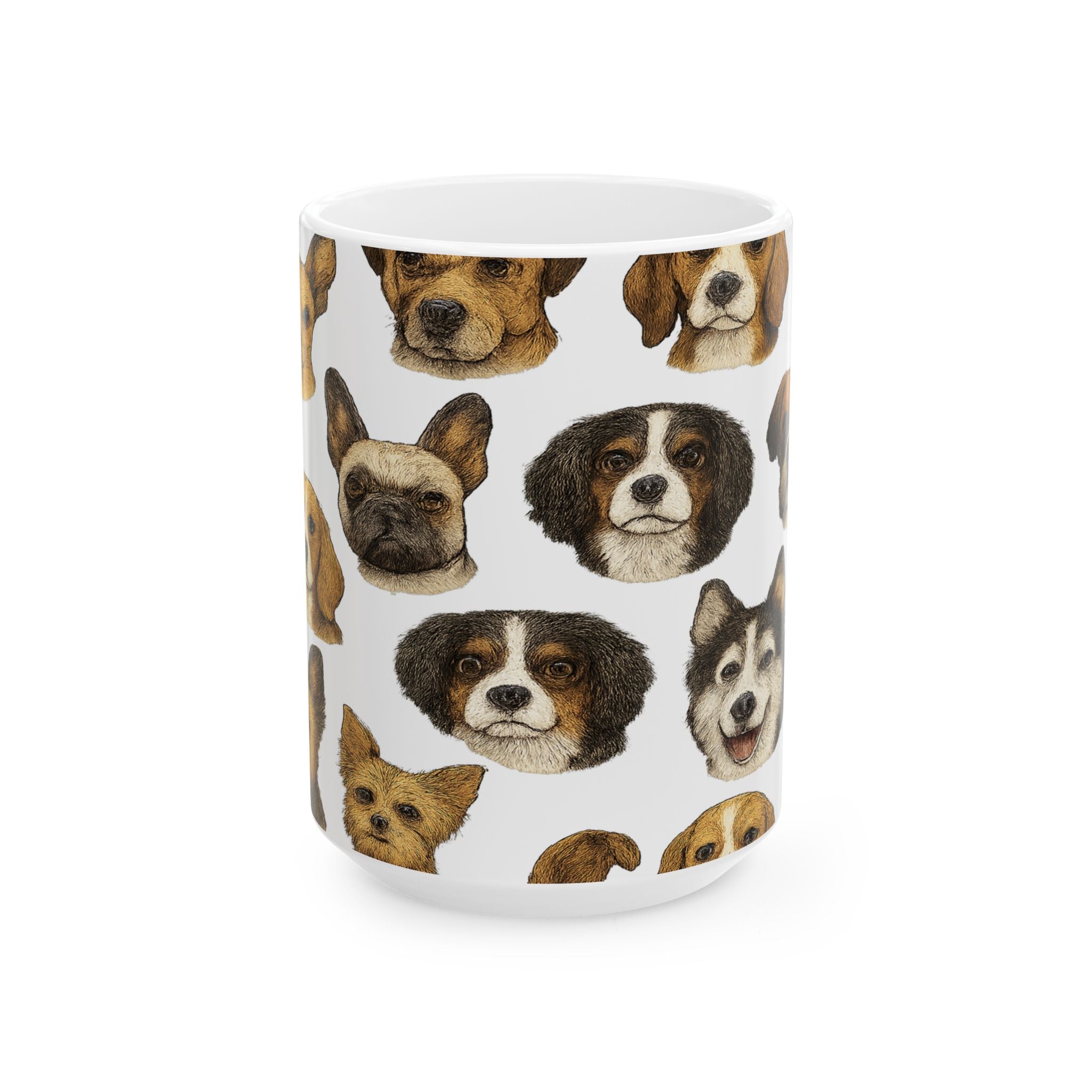 Botanical Dog Faces Full Wrap Coffee Mug | Dogs Gift | Ceramic Mug