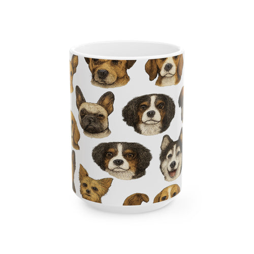 Botanical Dog Faces Full Wrap Coffee Mug | Dogs Gift | Ceramic Mug