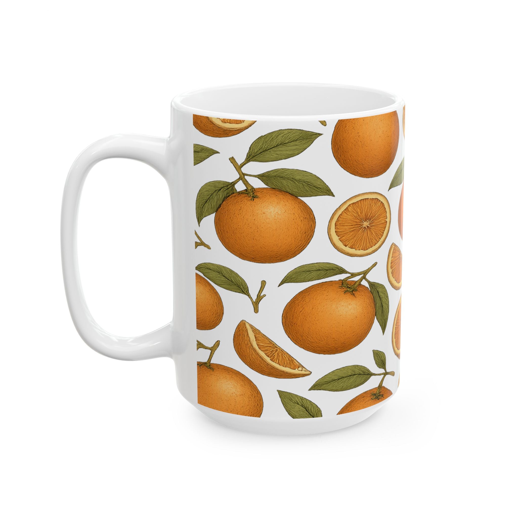 Botanical Oranges Full Wrap Coffee Mug | Fruit Gift | Ceramic Mug